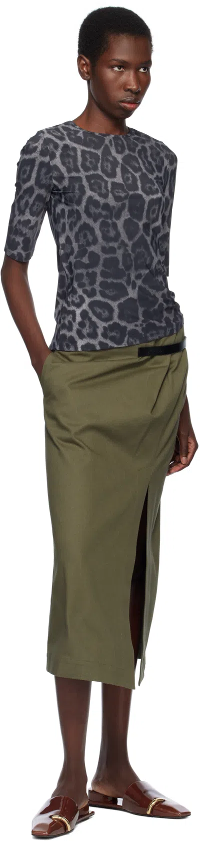 Stella Mccartney Animal Print Crewneck Top Three Quarter Sleeves