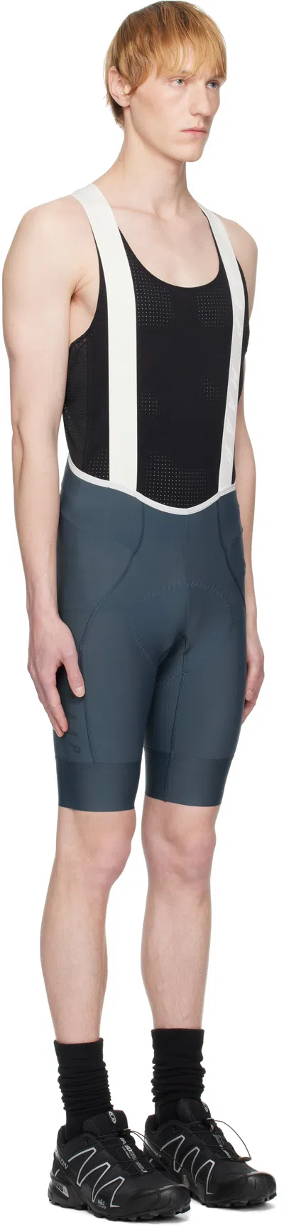 Maap Blue & Off-white Team Bib Evo Cargo Shorts In Black