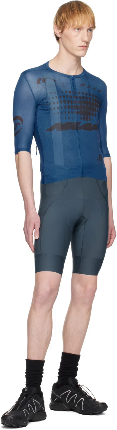 Maap Blue & Off-white Team Bib Evo Cargo Shorts In Black