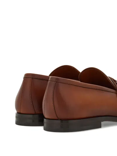 Ferragamo Brown Loafers With Gancini Detail In Leather Man