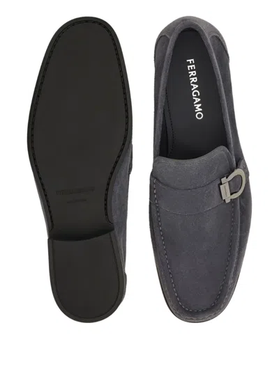 Ferragamo Loafer With Gancini Ornament In Grey
