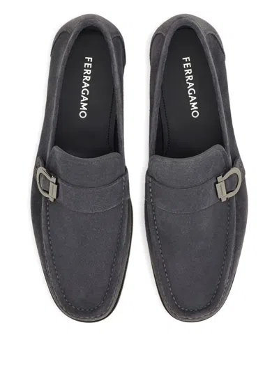Ferragamo Loafer With Gancini Ornament In Grey