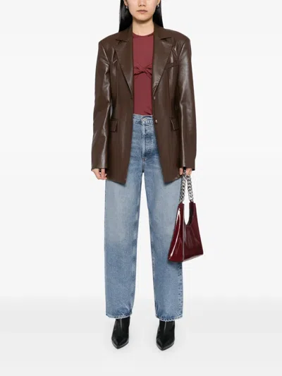 Agolde Franka Pleated High-rise Wide-leg Jeans In Blue