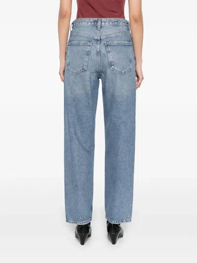 Agolde Franka Pleated High-rise Wide-leg Jeans In Blue