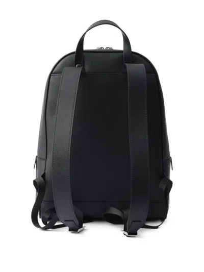 Prada Saffiano Leather Compact Backpack In Black