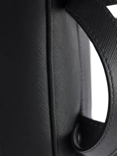 Prada Saffiano Leather Compact Backpack In Black