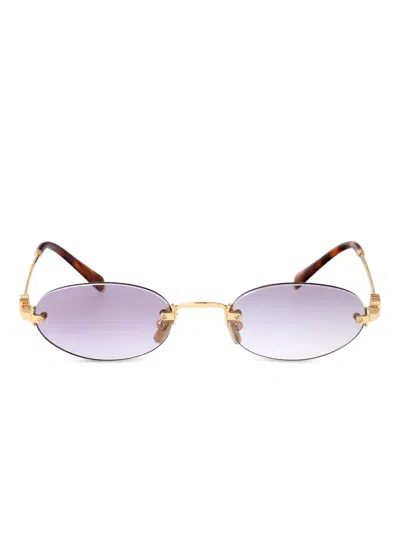 Miu Miu Logo Metal Oval Sunglasses