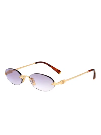 Miu Miu Logo Metal Oval Sunglasses
