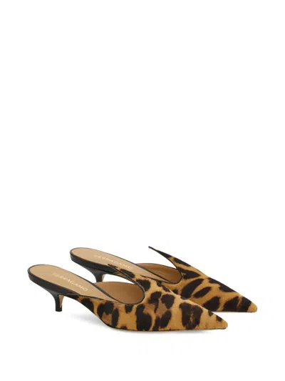 Ferragamo Printed Calf Hair Dorye Mules In Animal Print