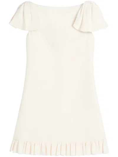 Valentino Ruffled Wool And Silk-blend Crepe Mini Dress