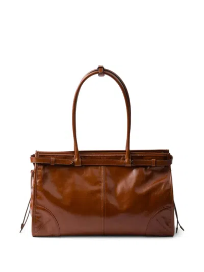 Prada Bonnie Large Convertible Leather Shoulder Handbag