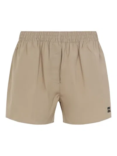 Miu Miu Cotton Shorts With Elastic Waistband