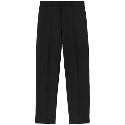 Jil Sander Wool Logo Cuffed Trousers In Black