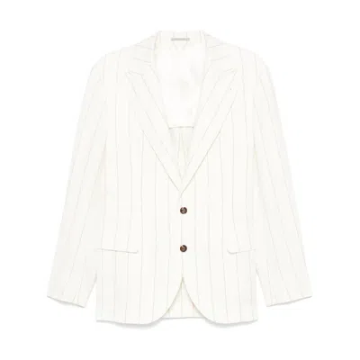 Brunello Cucinelli Striped Cotton And Linen Blend Blazer