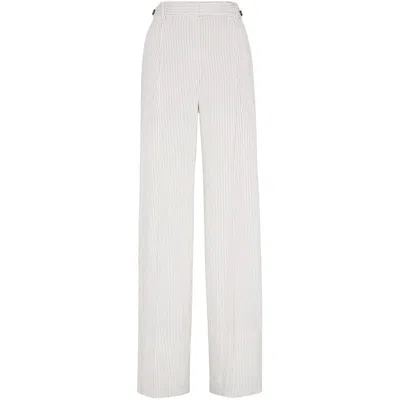 Brunello Cucinelli White Brown Pants In White