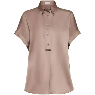 Brunello Cucinelli Jewel Embellished Silk Top