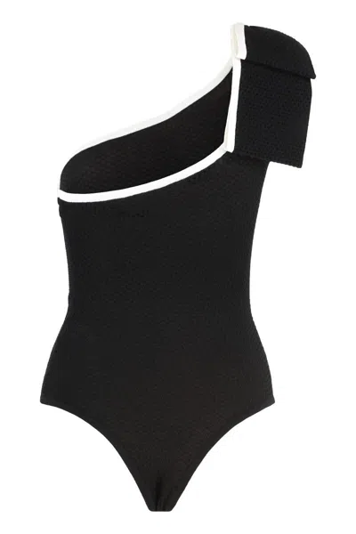 Elisabetta Franchi One-shoulder Textured Bodysuit