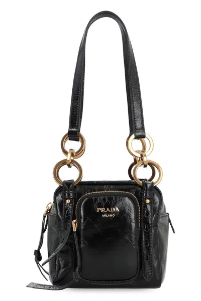 Prada Re-nylon And Leather Medium Top-handle Bag With Padlock