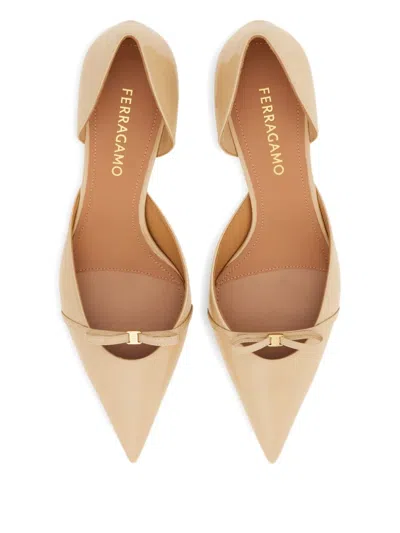 Ferragamo 40mm Mini Bow Pumps In Neutral