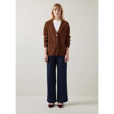 Lk Bennett Carine Chocolate Pocket Detail Wool Cardigan