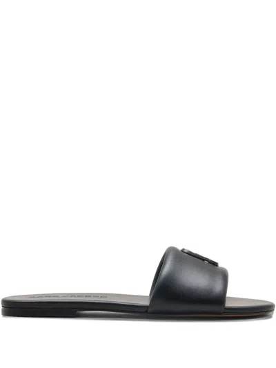 Marc Jacobs Snapshot Flat Sandals In Smooth Leather In Black
