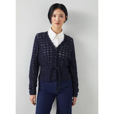 Lk Bennett Amie Tie Waist Crochet Cardigan