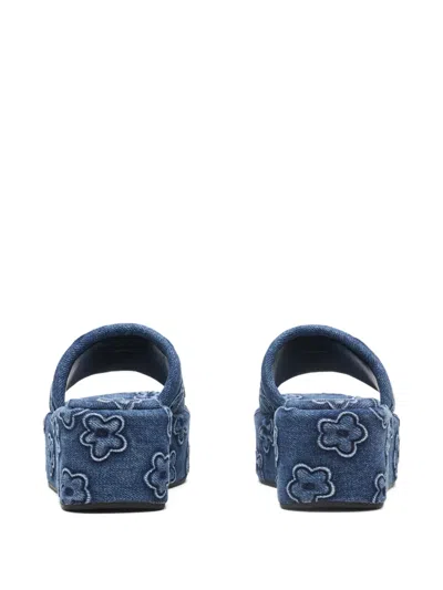Marc Jacobs The Puffy Daisy Denim Platform Sandal Slides In Blue