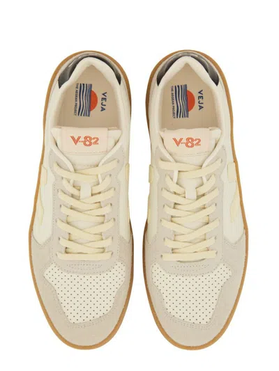 Veja V-82 Grained Leather Pure Sneakers Shoes