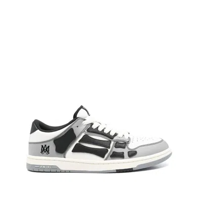 Amiri Varsity Skel Top Low Sneakers In Grey Leather