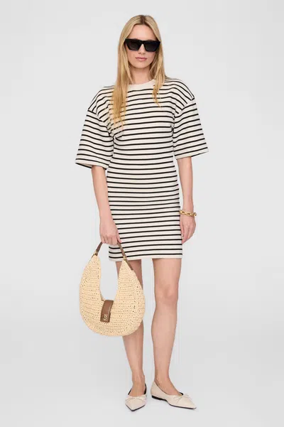 Anine Bing Mona Striped French Terry Dress In White