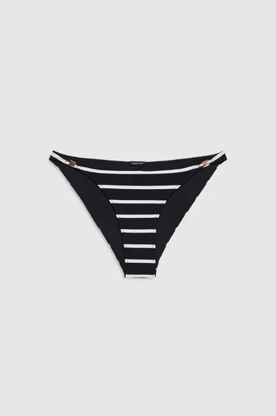 Anine Bing Bellamy Bikini Bottom - Black And White Stripe Xl