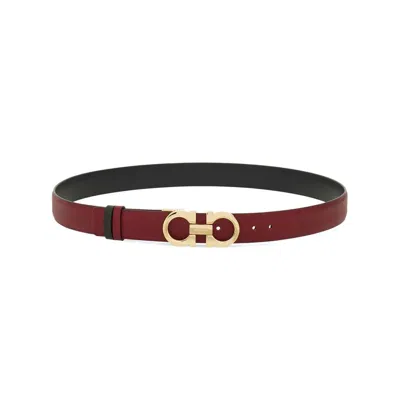 Ferragamo Reversible Belt With Gold-tone Buckle Hooks