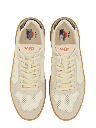 Veja V-82 Grained Leather Pure Sneakers Shoes