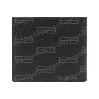 Pre-owned Balenciaga Black Gray Coated Canvas Bill Wallet (bi-fold) () In Multi