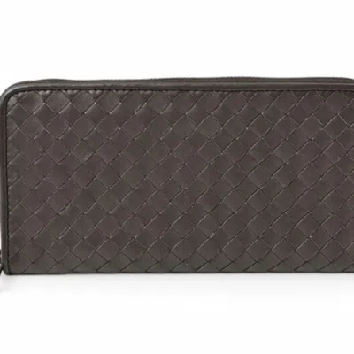 Pre-owned Bottega Veneta Dark Brown Leather Long Wallet (bi-fold) ()