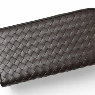 Pre-owned Bottega Veneta Dark Brown Leather Long Wallet (bi-fold) ()