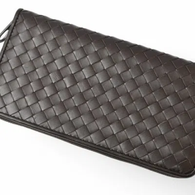 Pre-owned Bottega Veneta Dark Brown Leather Long Wallet (bi-fold) ()