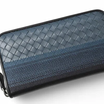 Pre-owned Bottega Veneta Navy Leather Long Wallet (bi-fold) ()