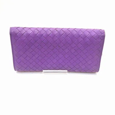 Pre-owned Bottega Veneta Purple Leather Long Wallet (bi-fold) ()