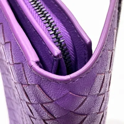 Pre-owned Bottega Veneta Purple Leather Long Wallet (bi-fold) ()
