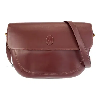 Pre-owned Cartier Must Bordeaux Leather Messenger Bag Shoulder Bag ()