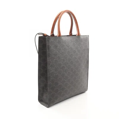 Pre-owned Celine Cabas Black Brown Coated Canvas Pvc Leather Tote Bag ()