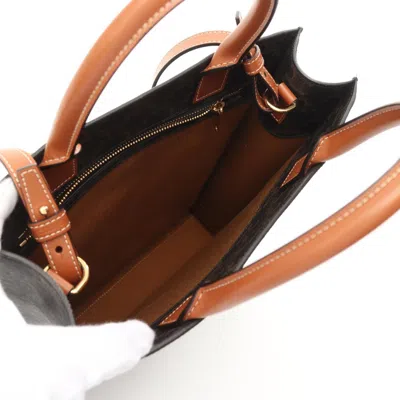 Pre-owned Celine Cabas Black Brown Coated Canvas Pvc Leather Tote Bag ()