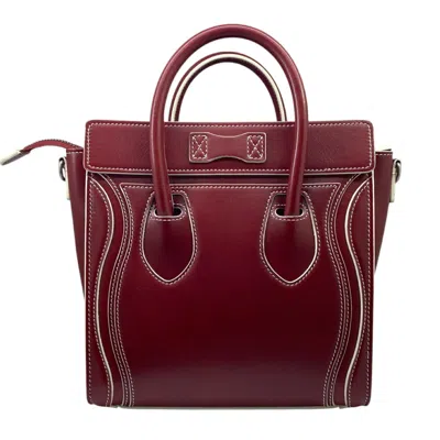 Pre-owned Celine Red Color Wine Leather Handbag Shoulder Bag ()