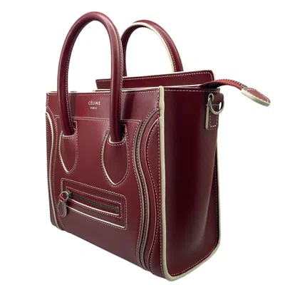 Pre-owned Celine Red Color Wine Leather Handbag Shoulder Bag ()