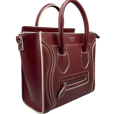 Pre-owned Celine Red Color Wine Leather Handbag Shoulder Bag ()