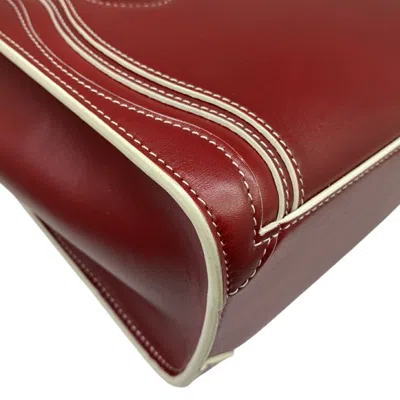 Pre-owned Celine Red Color Wine Leather Handbag Shoulder Bag ()