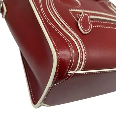 Pre-owned Celine Red Color Wine Leather Handbag Shoulder Bag ()