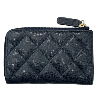 Pre-owned Chanel Navy Caviar Leather Coin Purse/coin Case ()