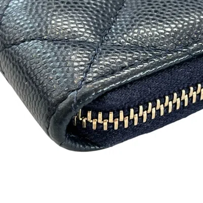 Pre-owned Chanel Navy Caviar Leather Coin Purse/coin Case ()